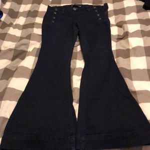 Express jeans flare mid rise navy pants